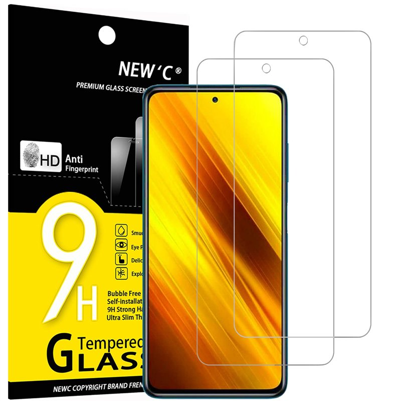 NEW'C Lot de 2, Verre Trempé pour Xiaomi Poco X3 / Poco X3 Pro/Poco X3 NFC, Film Protection écran efficace contre les Rayures - 