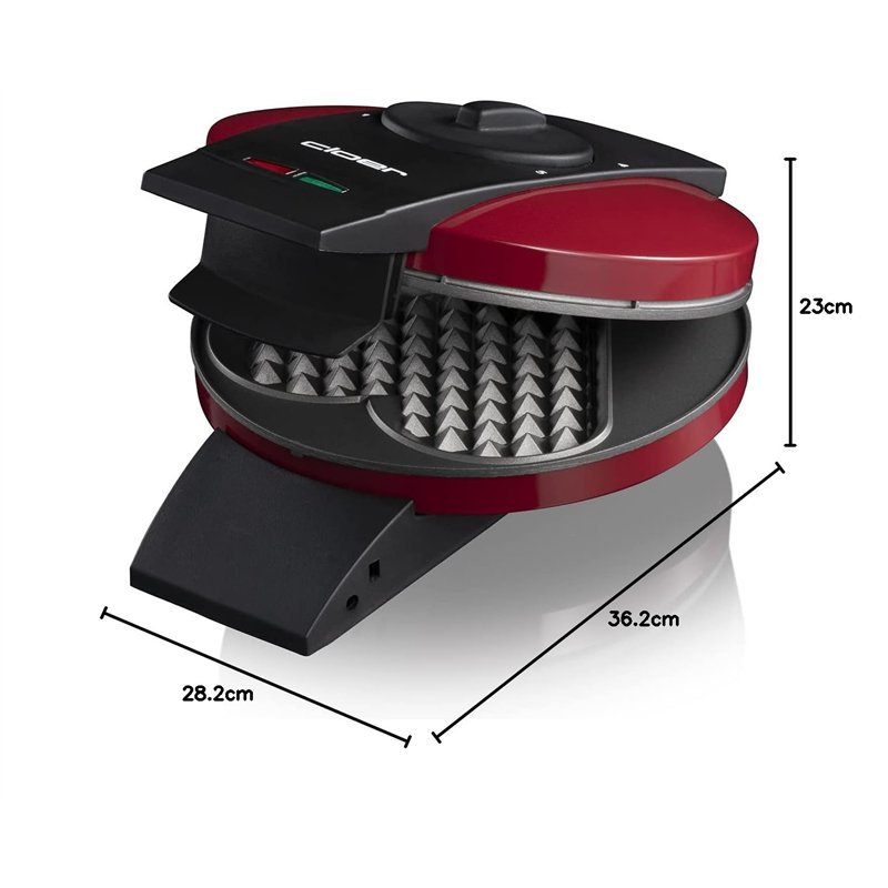 Image secondaire de Cloer 1633V Gaufrier pour un gros coeur de gaufre, Revêtement antiadhésif , Lumière de cuisson, 930W, boîtier métallique laqué r