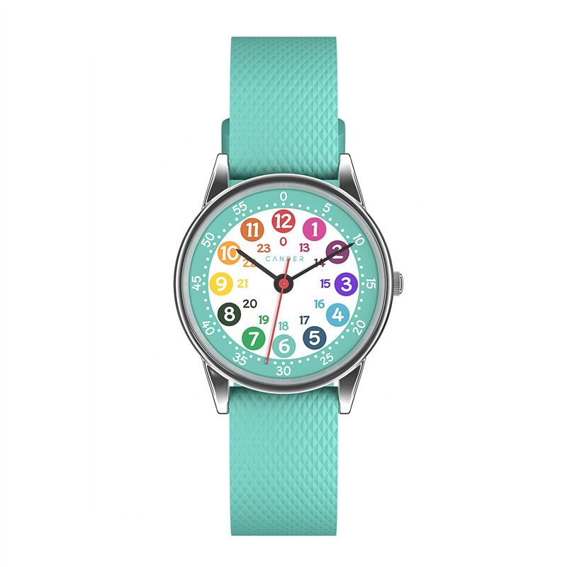Cander Berlin MNA 1330 T Montre d'apprentissage analogique étanche pour enfant garçon et fille Turquoise, Rose, bracelet