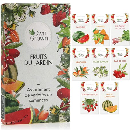 Ensemble de semences de fruits : graines potager de fruits de première qualité avec 8 variétés de plantes fruitières pour le jar