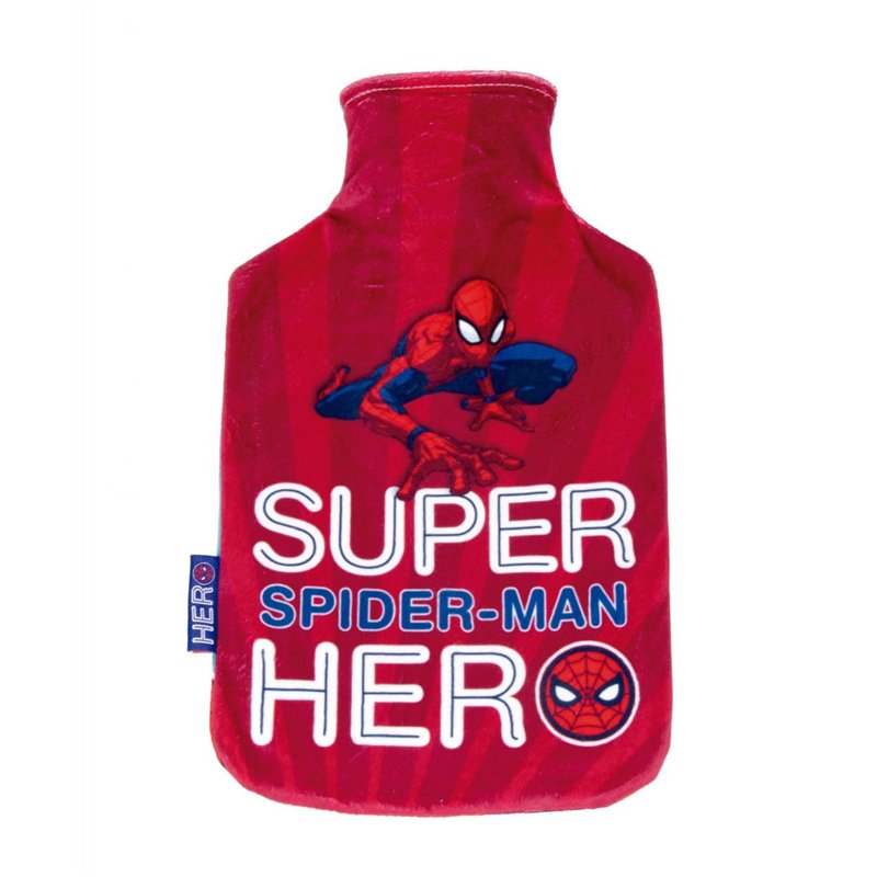 Marvel Spiderman Bouillotte D'eau Chaude, Spiderman Sac D'eau Chaude, Velours Doux au Toucher, Thérapie Chaude et Froide, Capacité 1,5 L