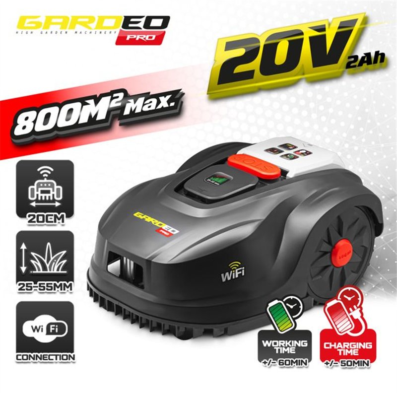 Image secondaire de Tondeuse Robot - GARDEO - GRO20V20WIFI-2A - 20V - 800m² - Programmable avec Wifi