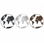 Décoration murale DKD Home Decor Métal Mappemonde (100 x 1 x 100 cm) (3 pcs)
