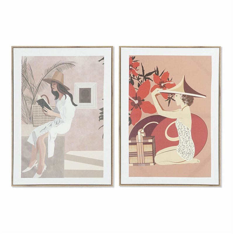 Cadre DKD Home Decor Femme (2 Unités) (50 x 3 x 70 cm)