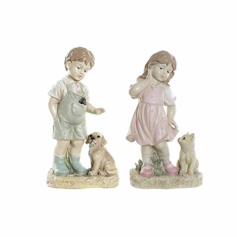Figurine Décorative DKD Home Decor Bleu Rose Résine Enfant (26.5 x 16.5 x 44.5 cm) (2 pcs)
