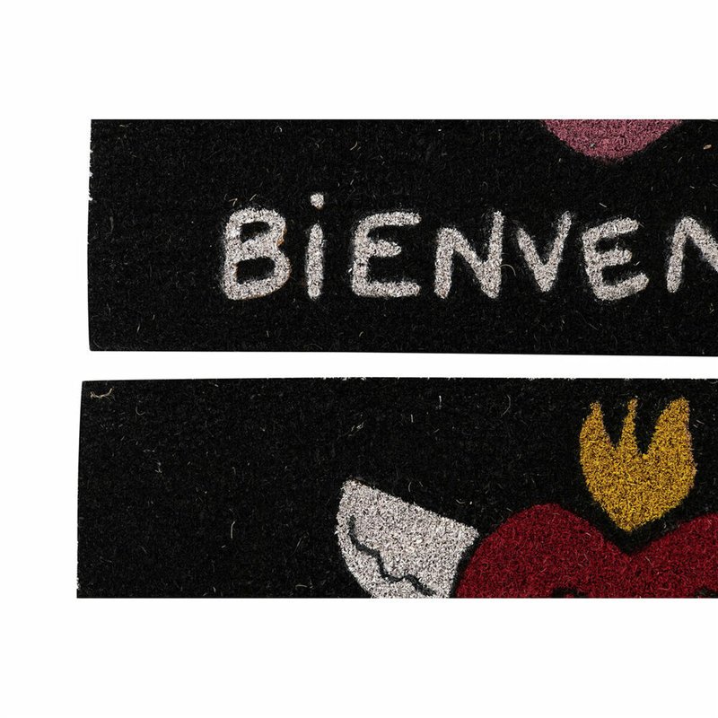 Image secondaire de Paillasson DKD Home Decor Rouge Noir Rose Caoutchouc Blanc 2 Unités Fibres de coco (60 x 40 x 1,5 cm)