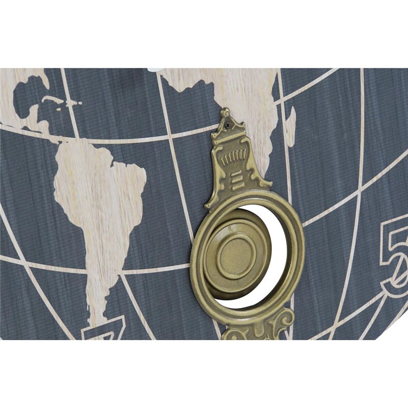 Image secondaire de Horloge Murale DKD Home Decor Noir Beige Métal MDF Mappemonde (58 x 8 x 58 cm)