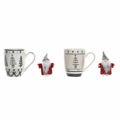 Tasse mug DKD Home Decor Rose Noir Porcelaine Bone China (360 ml) (2 Unités)