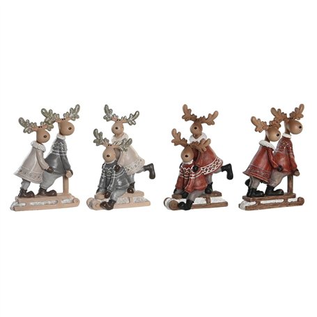 Décorations de Noël DKD Home Decor Résine Renne (13 x 6 x 18 cm) (4 Unités)