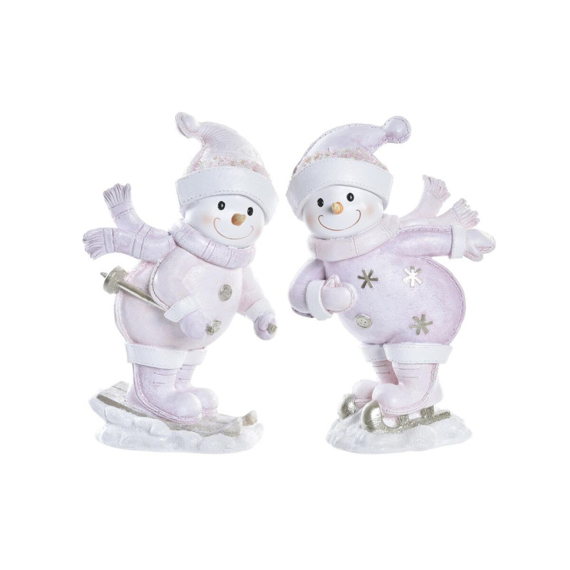Décorations de Noël DKD Home Decor Résine Bonhomme de Neige (15 x 13,5 x 24,5 cm) (2 Unités)