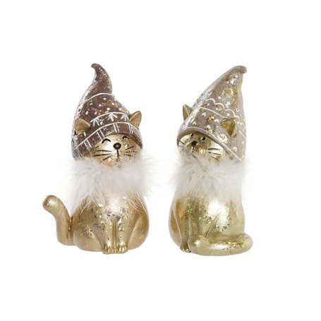 Décorations de Noël DKD Home Decor Résine Chat (9 x 6 x 15 cm) (2 Unités)