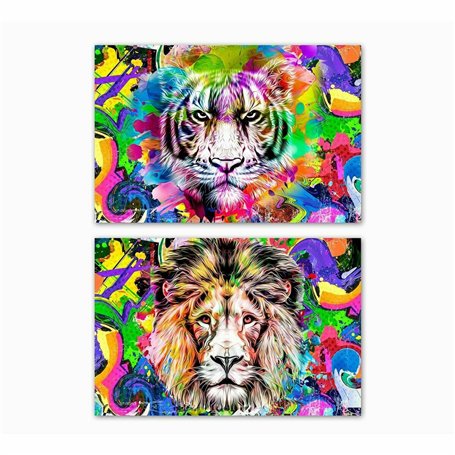 Toile DKD Home Decor Lion Moderne (70 x 1