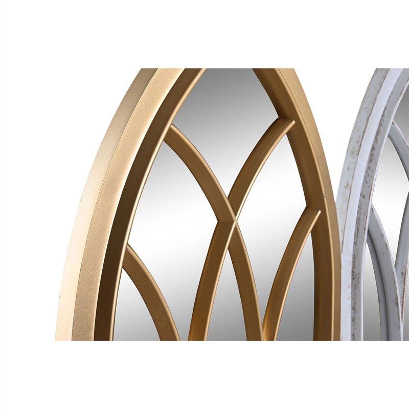 Image secondaire de Miroir mural DKD Home Decor Verre Doré Blanc polypropylène Cottage Fenêtre (2 Unités)