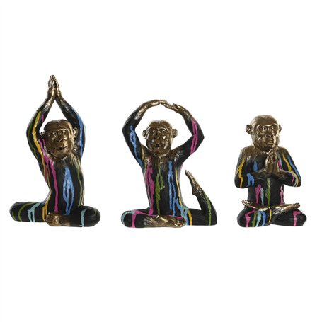 Figurine Décorative DKD Home Decor Doré Résine Multicouleur Singe Moderne (19 x 12 x 24