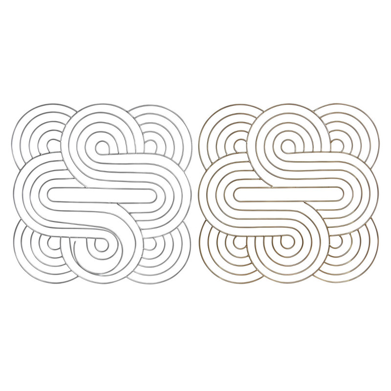 Décoration murale DKD Home Decor Doré Argenté Abstrait Oriental 61 x 1 x 61 cm (2 Unités)