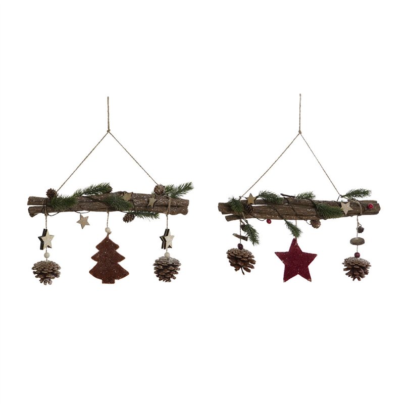 Décoration Suspendue DKD Home Decor Multicouleur PVC Bois 47 x 6 x 39 cm (2 Unités)