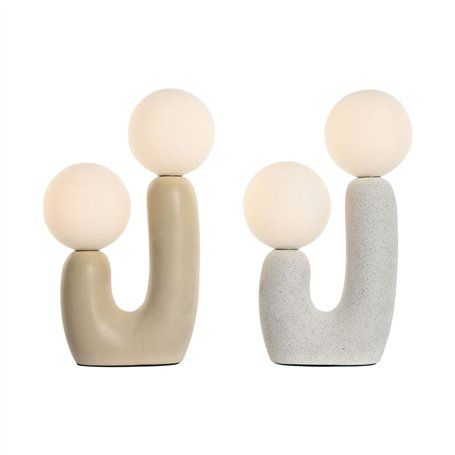 Lampe de bureau Home ESPRIT Blanc Beige Céramique Verre 220 V 20 x 11 x 31 cm (2 Unités)