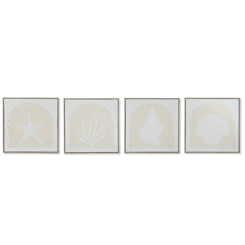 Cadre Home ESPRIT Blanc Crème méditerranéen 40 x 3 x 40 cm (4 Unités)