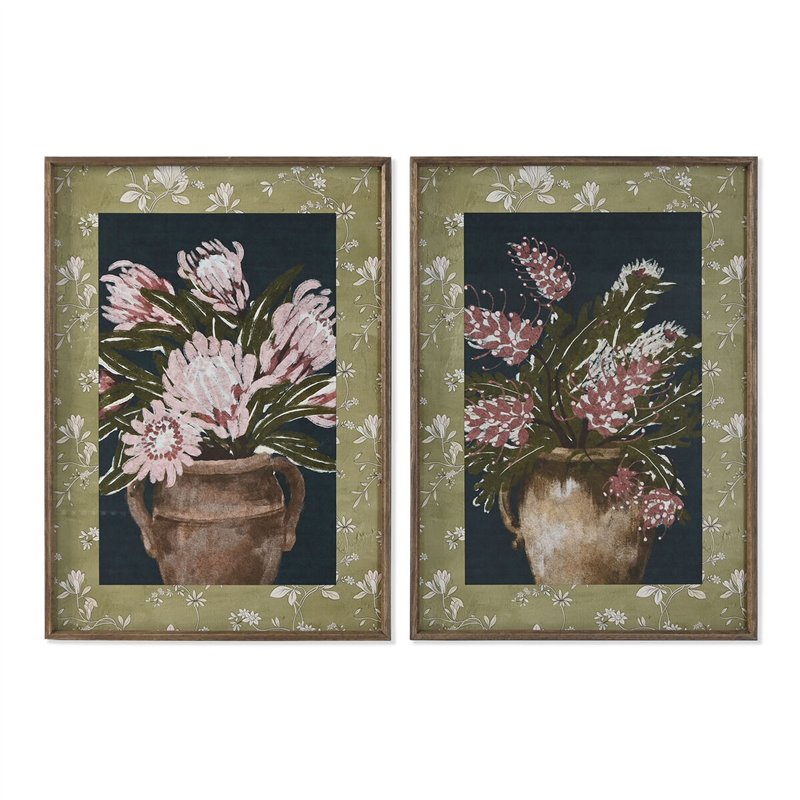 Cadre Home ESPRIT Bleu Vert Rose Shabby Chic Vase 50 x 2,5 x 70 cm (2 Unités)