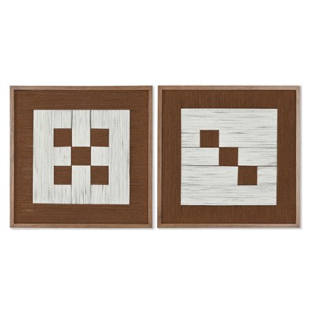 Cadre Home ESPRIT Blanc Marron Beige Moderne Urbaine 50 x 3 x 50 cm (2 Unités)