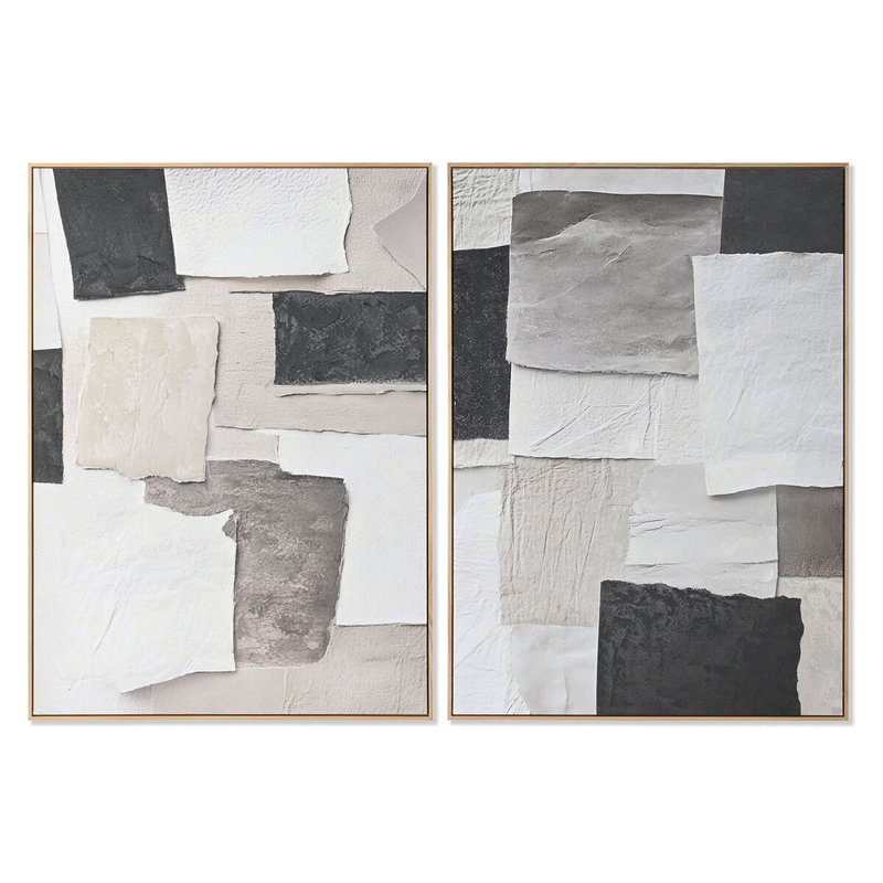 Cadre Home ESPRIT Blanc Noir Beige Abstrait 103 x 4,3 x 143 cm (2 Unités)