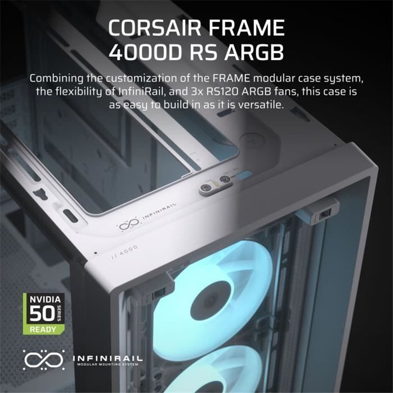 Image secondaire de Boîtier PC - CORSAIR - Série FRAME 4000D RS ARGB - Moyen-tour - 3 ventilateurs ARGB - Blanc