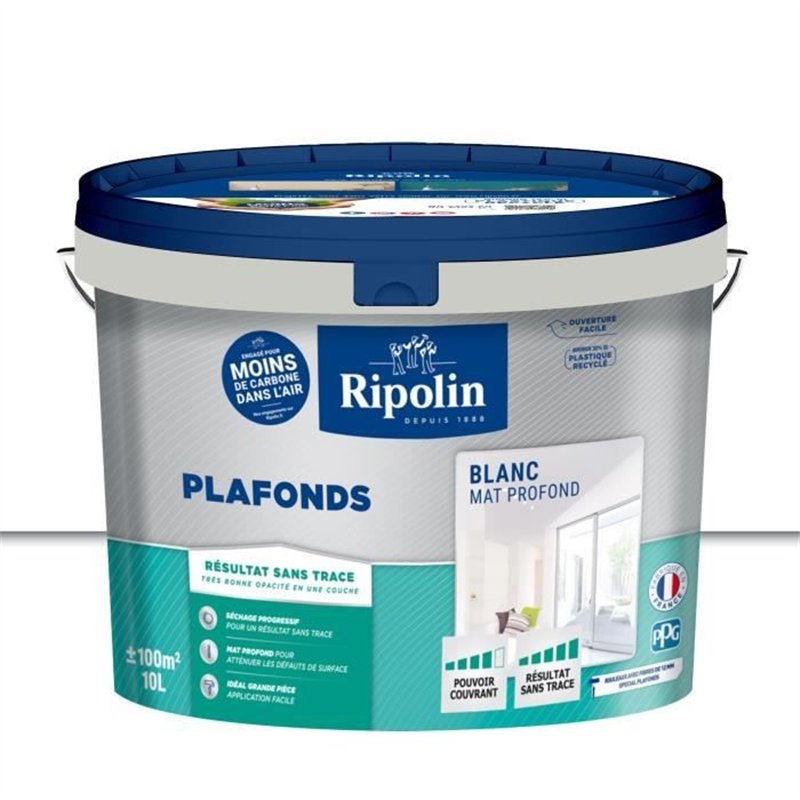 Image secondaire de Peinture plafonds - Blanc mat - Sans trace - RIPOLIN - 10L