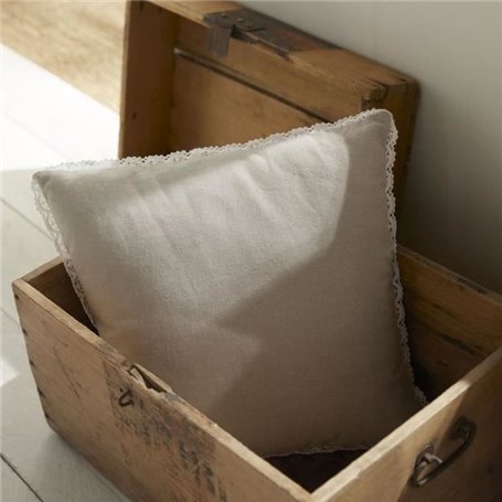 Coussin - TODAY - CHARME - Chambray x Dentelle Berenice - 40 x 40 cm