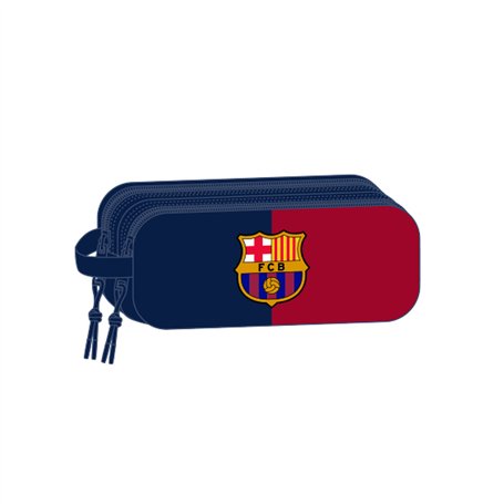Trousse Fourre-Tout Double F.C. Barcelona Bleu Bordeaux 21 x 8 x 6 cm 3D