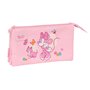 Trousse Fourre-Tout Triple Minnie Mouse Baby Rose 22 x 12 x 3 cm