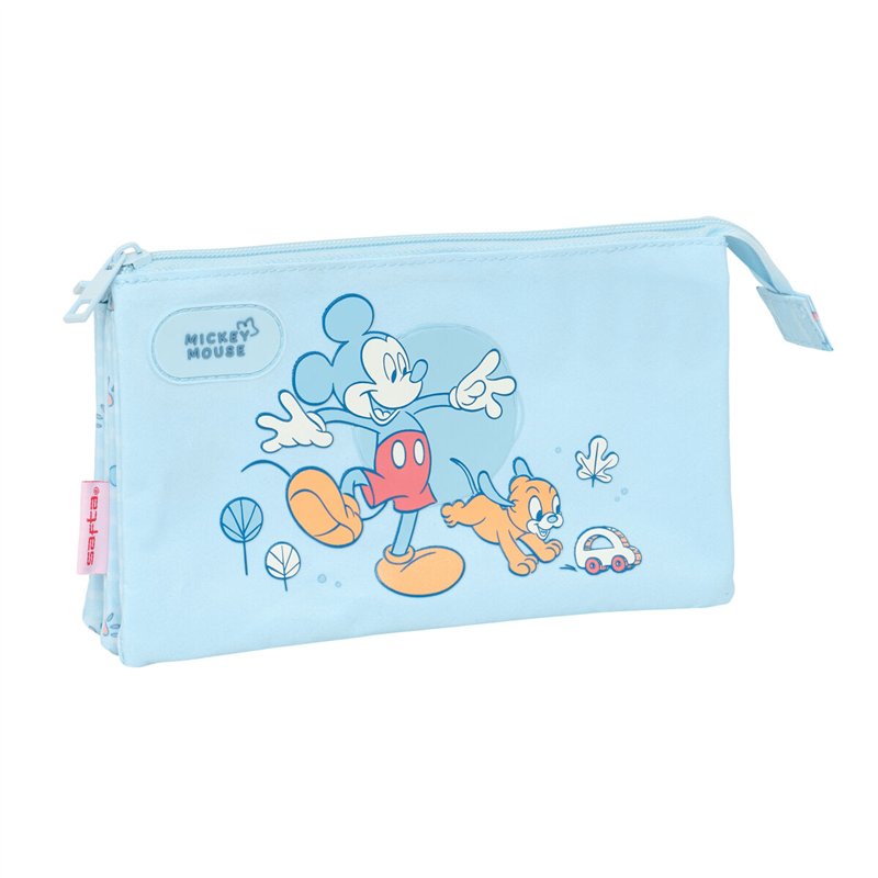 Trousse Fourre-Tout Triple Mickey Mouse Clubhouse Baby Bleu clair 22 x 12 x 3 cm