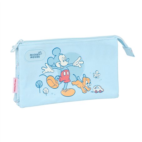 Trousse Fourre-Tout Triple Mickey Mouse Clubhouse Baby Bleu clair 22 x 12 x 3 cm