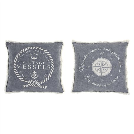 Coussin DKD Home Decor Bleu Blanc Frange méditerranéen Marin 45 x 10 x 45 cm (2 Unités)