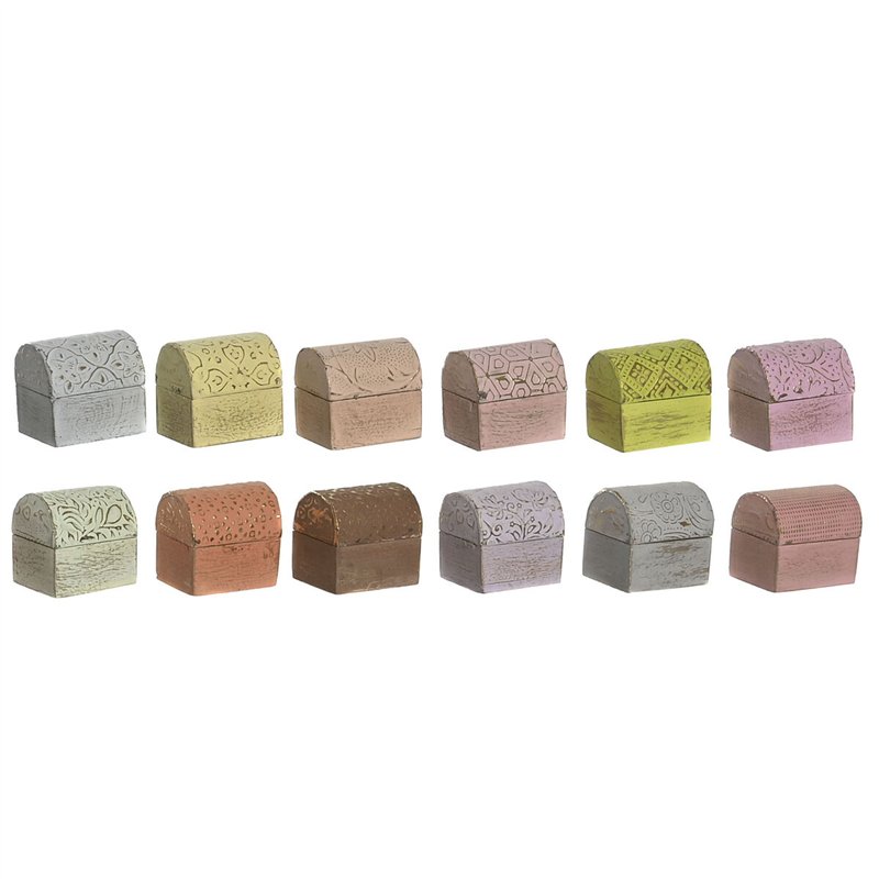 Boîte à bijoux DKD Home Decor Multicouleur Métal Bois de manguier 4 x 5 x 5 cm (12 Unités)