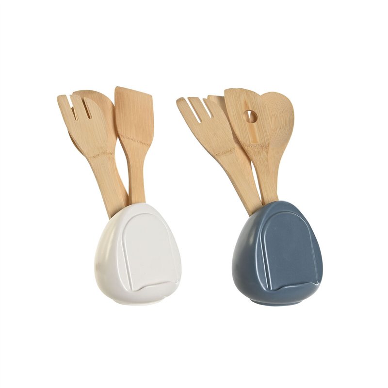 Pot pour ustensiles de cuisine DKD Home Decor Dolomite 12 x 12 x 13 cm 6 x 1 x 30 cm (2 Unités)