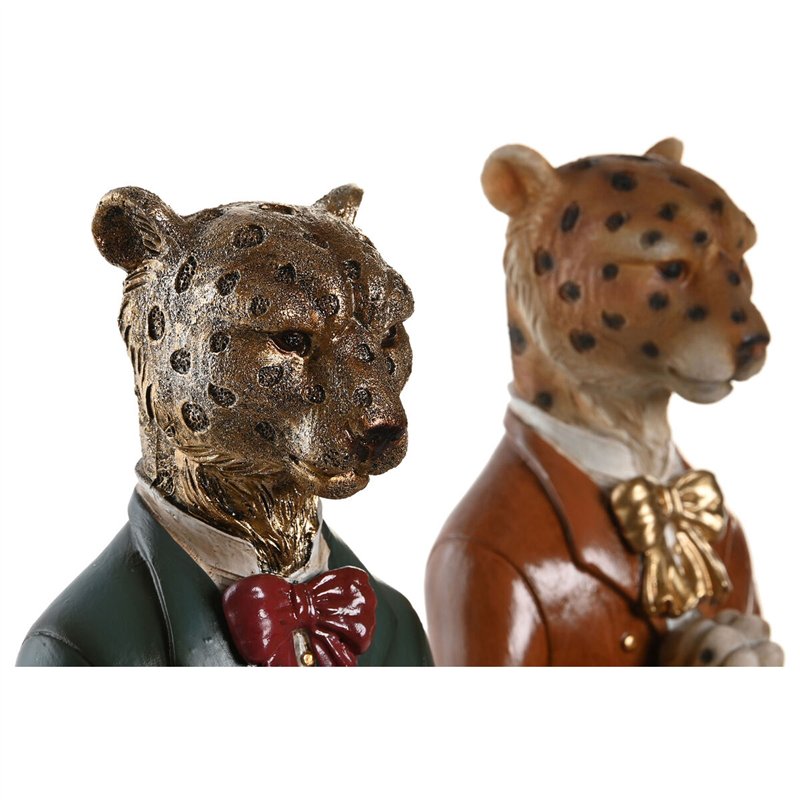 Image secondaire de Figurine Décorative DKD Home Decor Bleu Marron Doré Léopard 16 x 9,5 x 23 cm (2 Unités)