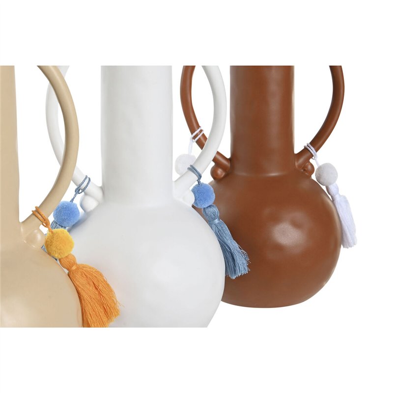 Image secondaire de Vase DKD Home Decor Blanc Beige Terre cuite Dolomite Frange 14 x 14 x 25,6 cm (3 Unités)