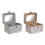 Boîte à bijoux DKD Home Decor Bleu Gris Camel Rose clair Polyuréthane Miroir 17 x 12 x 10 cm (2 Unités)