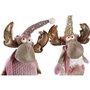 Décorations de Noël DKD Home Decor Blanc Rose Doré Renne 15 x 17 x 50 cm (2 Unités)