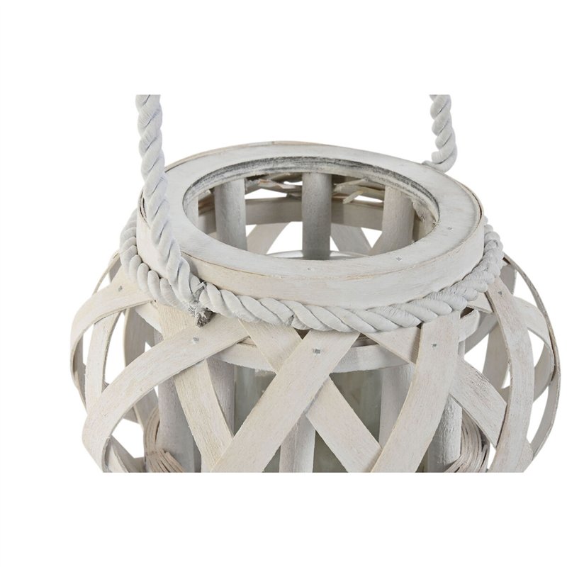 Image secondaire de Bougeoir Home ESPRIT Blanc Bois Verre 18 x 18 x 13 cm