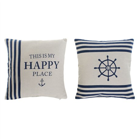 Coussin Home ESPRIT Blanc Blue marine 45 x 10 x 45 cm (2 Unités)