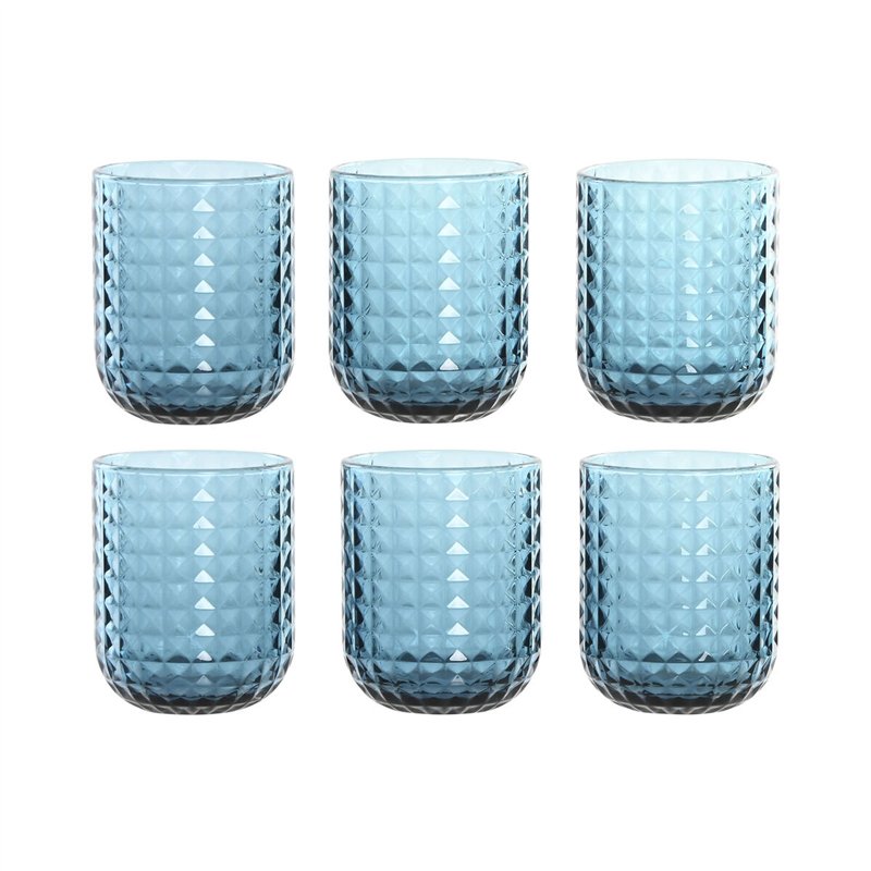 Set de Verres Home ESPRIT Bleu Verre 275 ml (6 Unités)