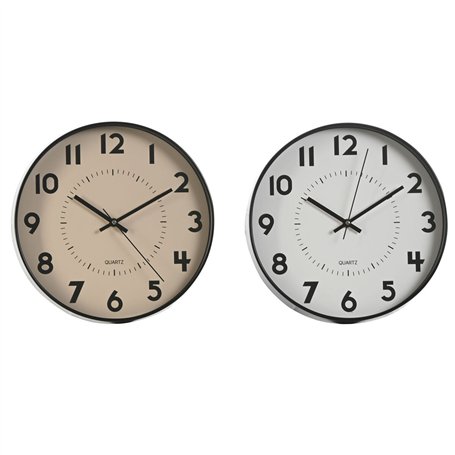 Horloge Murale Home ESPRIT Blanc Beige PVC 30 x 4 x 30 cm (2 Unités)