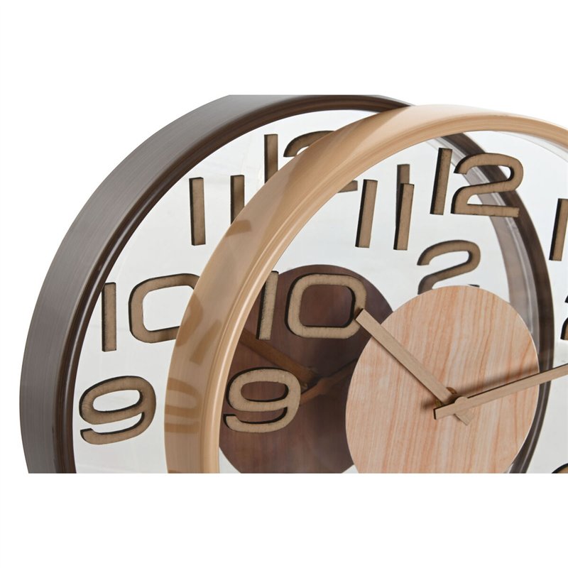 Image secondaire de Horloge Murale Home ESPRIT Marron Naturel PVC Bois 30 x 4,7 x 30 cm (2 Unités)