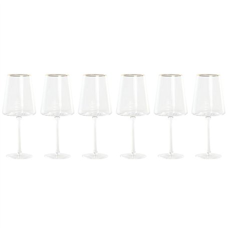 Verre à pied évasé de champagne et de cava Home ESPRIT Transparent Doré Verre 400 ml (6 Unités)