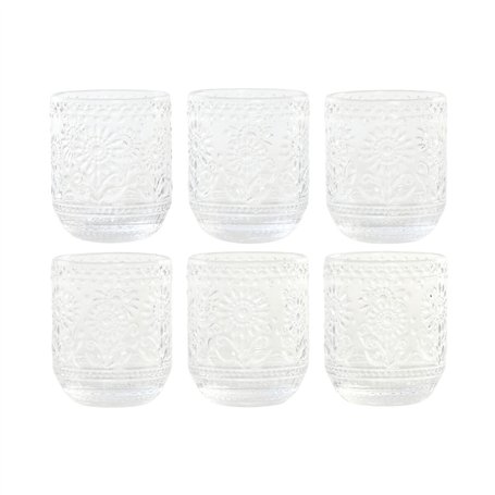 Set de Verres Home ESPRIT Transparent Verre Avec relief 360 ml (6 Unités)
