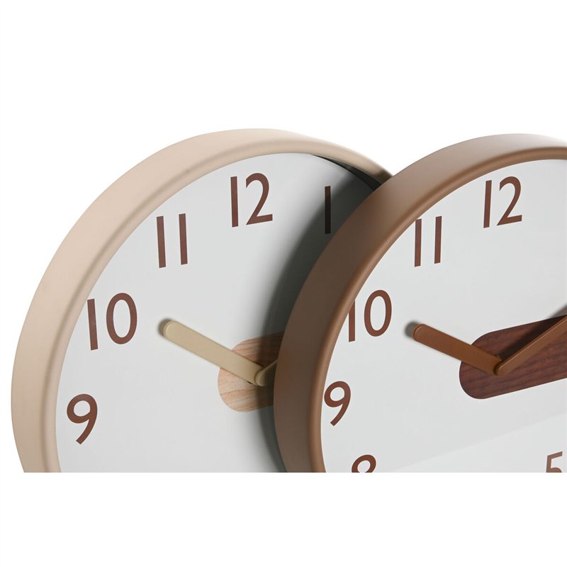 Image secondaire de Horloge Murale Home ESPRIT Marron Naturel PVC Bois 30 x 4,7 x 30 cm (2 Unités)