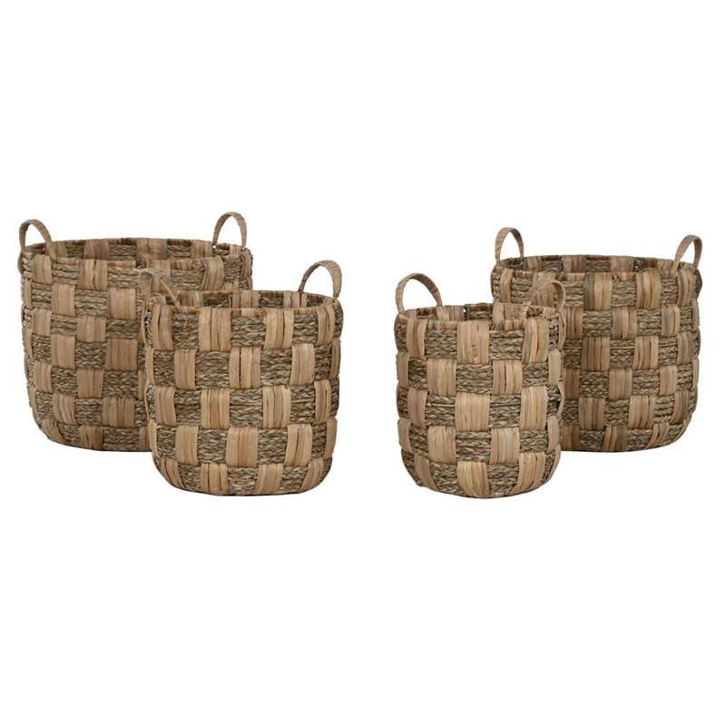 Set de basket Home ESPRIT Naturel Métal Jacinthe d'eau Boho (4 Pièces)