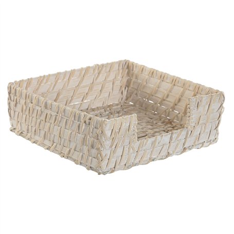 Porte-serviettes Home ESPRIT Blanc Naturel Bambou Rotin 18 x 18 x 6 cm