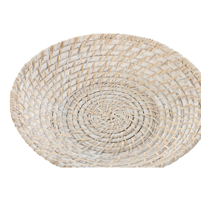 Image secondaire de Centre de Table Home ESPRIT Blanc Naturel Bambou Rotin 35 x 35 x 8 cm (2 Pièces)
